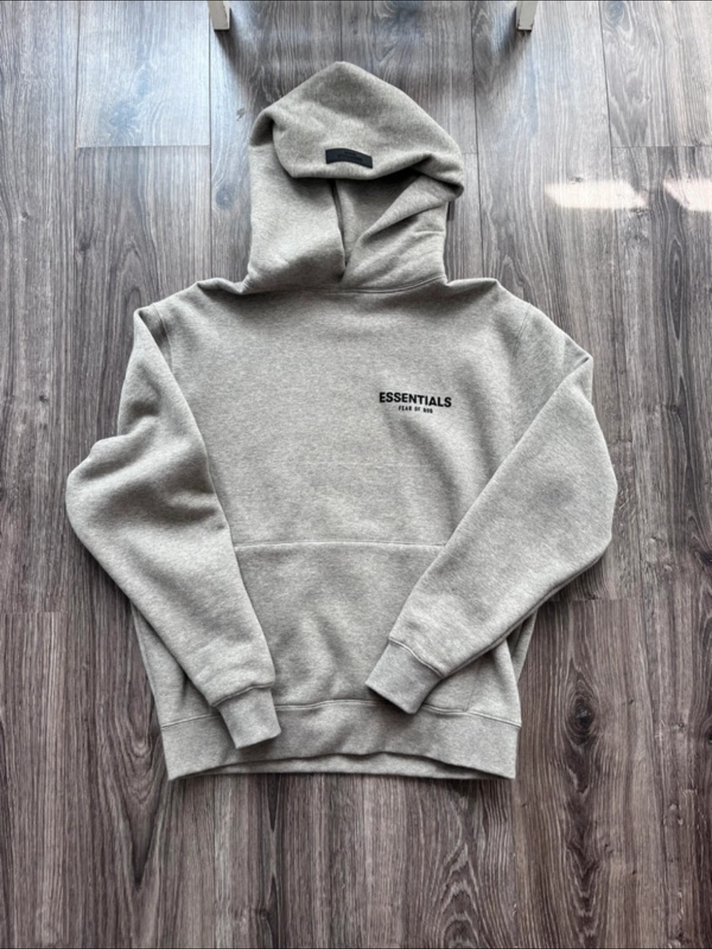 Used Essentials Light Gray Pullover Hoodie with Small Logo